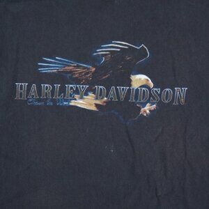 VTG Harley Davidson Shirt 2XL Black Pocket Chasing the wind Hanes Eagle Heritage